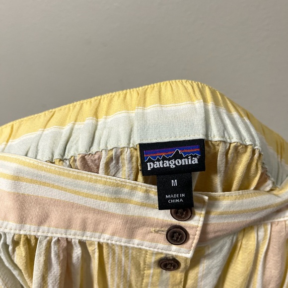 Patagonia Kamala Maxi Skirt Yellow Stripe Organic Cotton Hemp Blend Pockets M - Picture 9 of 11